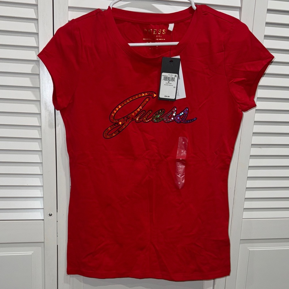 GUESS Vibrant Red Short Sleeve Tee